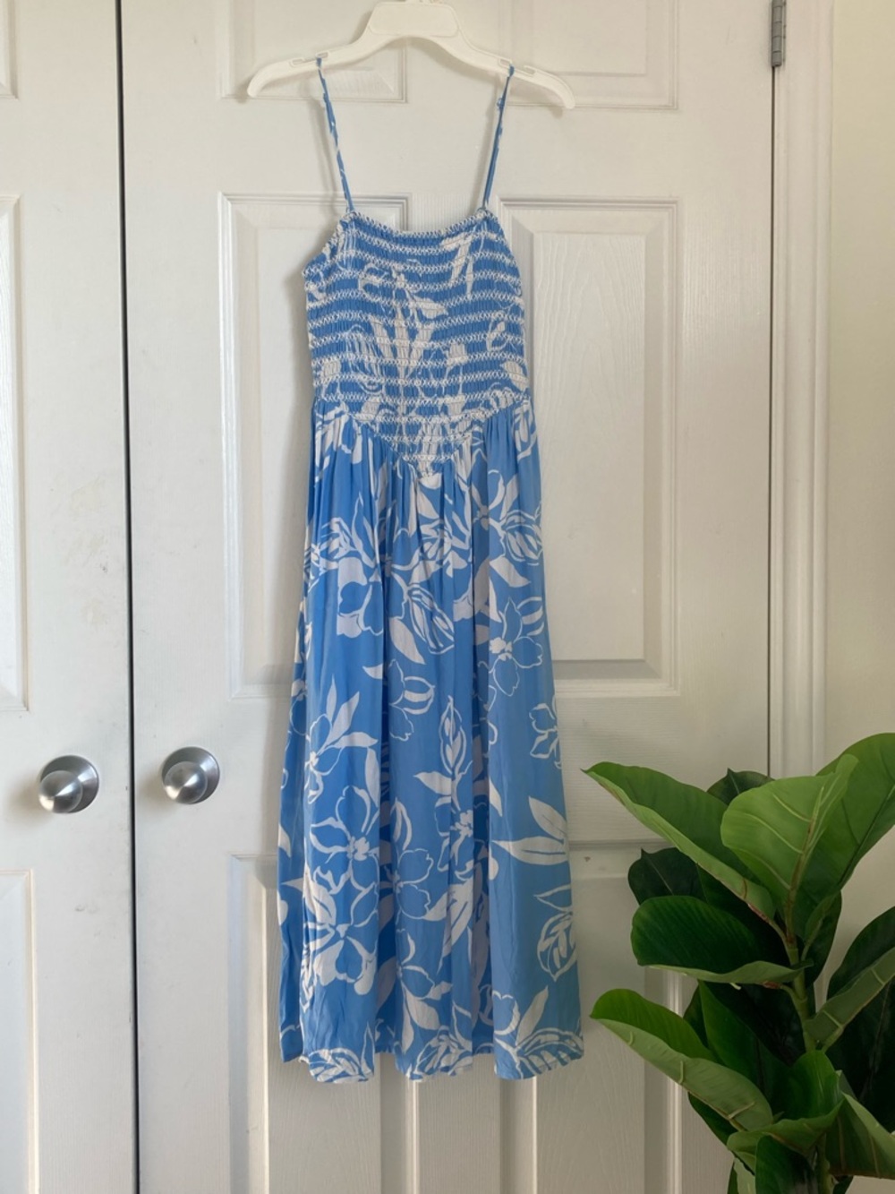 Patrons of Peace Blue and White Floral Midi Dress